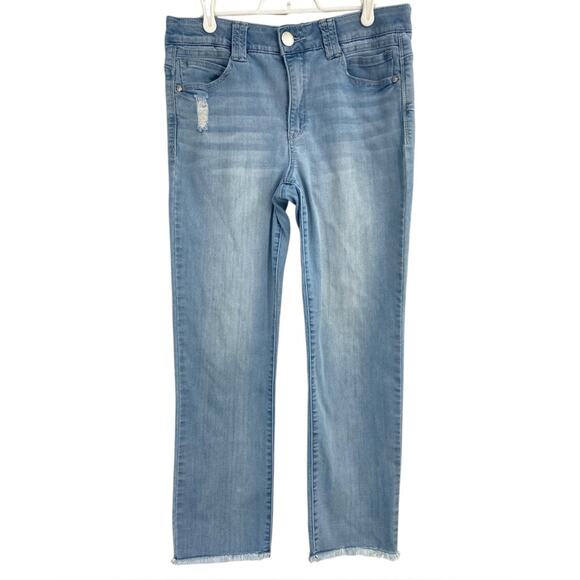 Democracy Ab-Tech Light Wash Frayed Hem‎ 10 Cropped Slim Straight - Picture 1 of 8